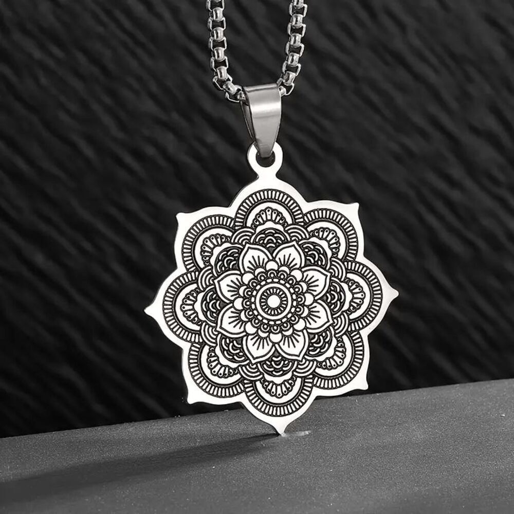 Boho Mandals Lotus Flower Of Life Pendant Necklace